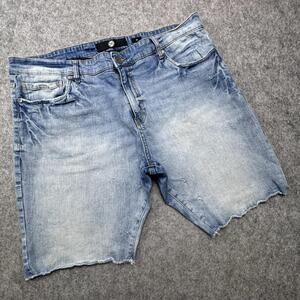 Jordan Craig Shorts Mens 44 Blue Denim Bermuda Distressed Raw Hem Relaxed Fit